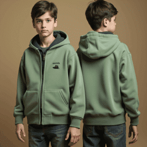 sage green youth zip hoodie