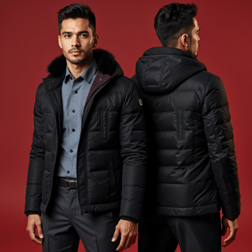 men's black quilted puffer jacket
