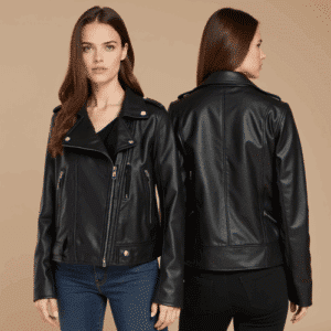 women's faux leather biker jacket