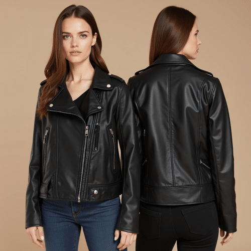 women's faux leather biker jacket