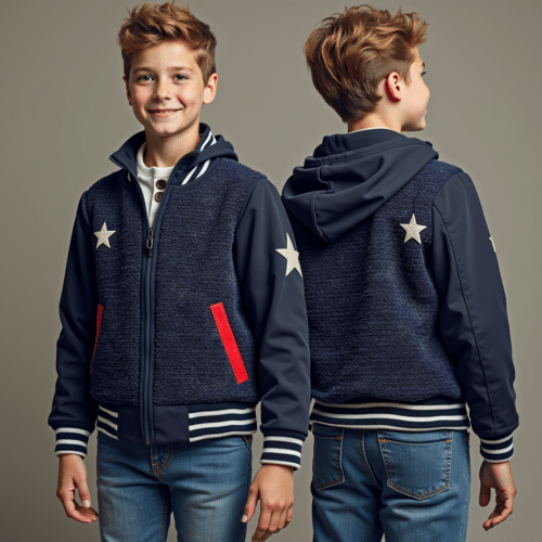 navy fleece jacket with hood