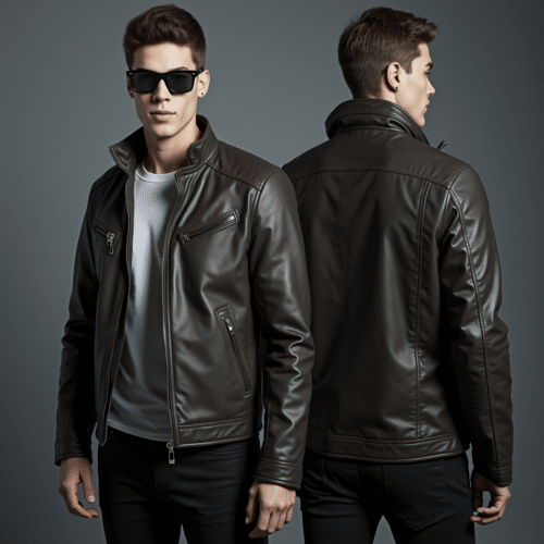 men's dark brown leather jacket