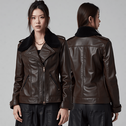 women's chocolate brown faux leather jacket
