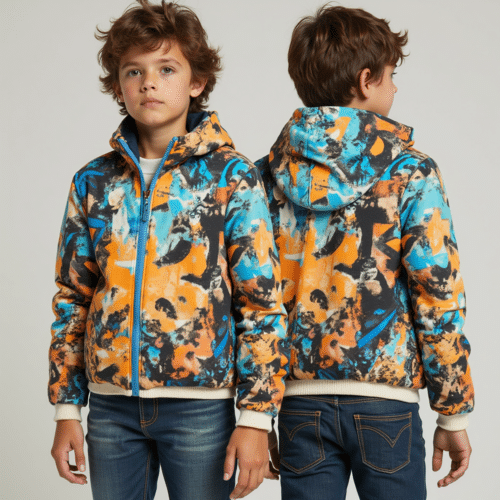 children's hooded jacket abstract print