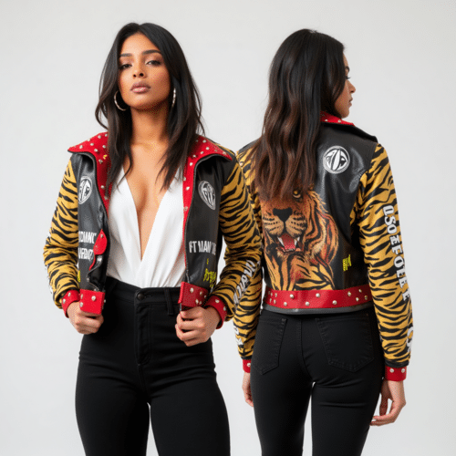 cropped tiger print leather jacket - Women’s OEM Edition by Eton Garment 1 cropped tiger print leather jacket