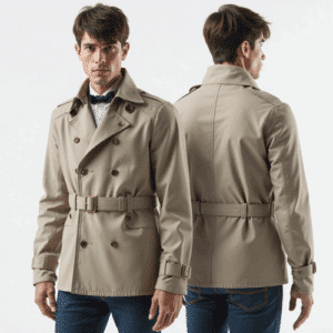 men's beige double-breasted trench coat