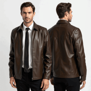 men's brown leather jacket
