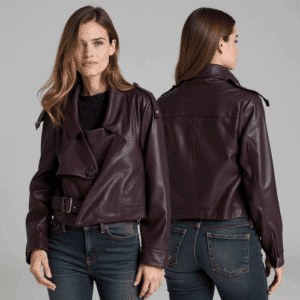 cropped burgundy leather jacket