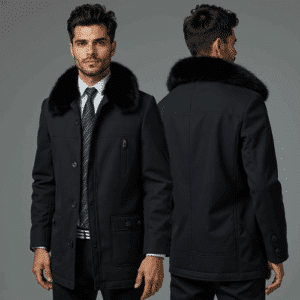 black men's formal winter overcoat