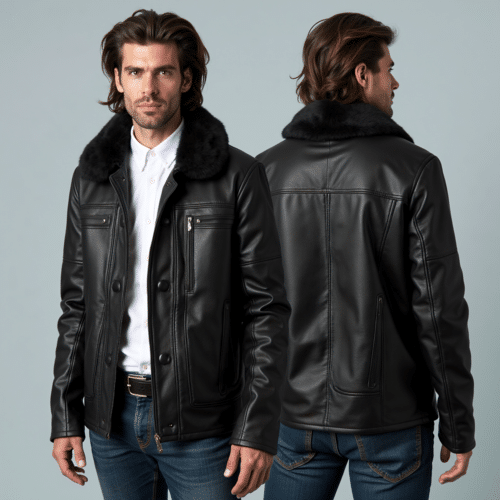 Black Leather Jacket with Fur Collar 1 black leather jacket with fur collar