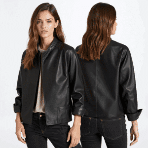 women's black faux leather jacket