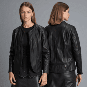 women's black leather jacket