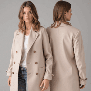 women's beige double-breasted trench coat