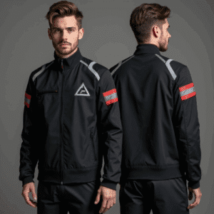 black lightweight reflective athletic jacket