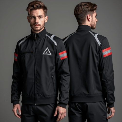 Black Lightweight Reflective Athletic Jacket 1 black lightweight reflective athletic jacket