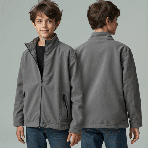 grey softshell jacket for kids - Wind-Resistant, Relaxed Fit 1 grey softshell jacket for kids