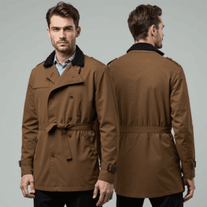men's brown double-breasted trench coat