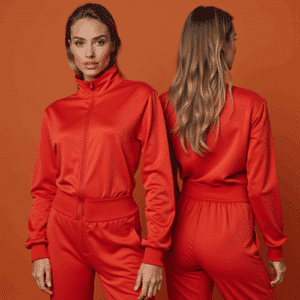 red orange women's two-piece tracksuit
