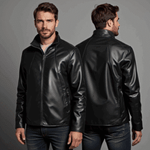men's black faux leather jacket