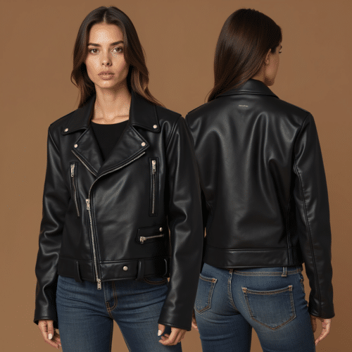 Black Faux Leather Biker Jacket 1 black faux leather biker jacket