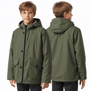 olive green waterproof boys jacket