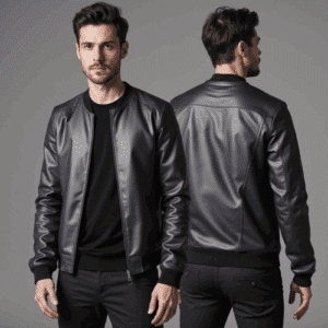 men's synthetic leather bomber jacket