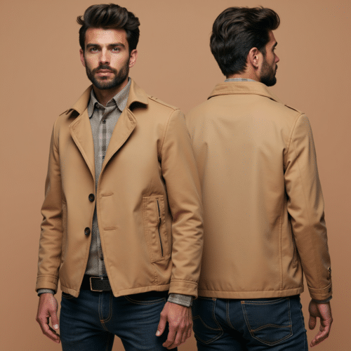 Single-breasted men's beige slim-fit jacket 1 single-breasted men's beige slim-fit jacket