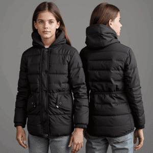 girls black puffer jacket with hood