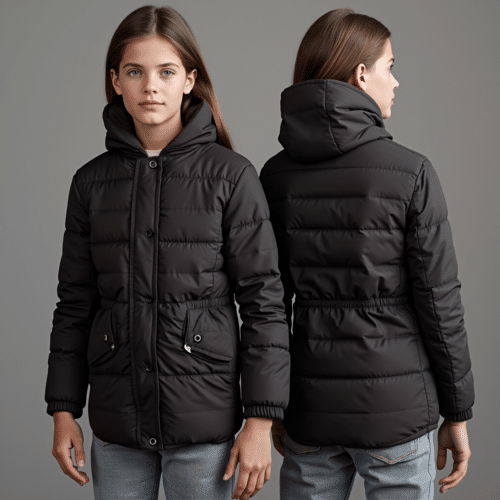 Girls Black Puffer Jacket with Hood 1 girls black puffer jacket with hood