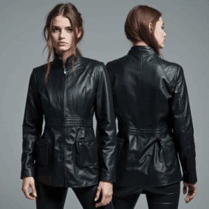 black faux leather jacket for women