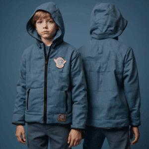 children's blue checkered winter jacket