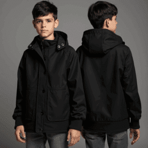black softshell hooded jacket