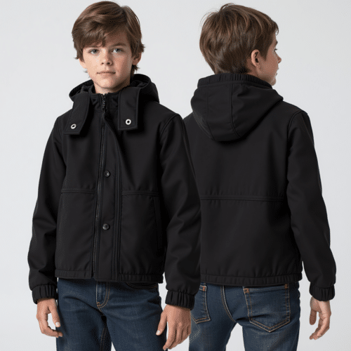 children's black hooded jacket with zip 1 children's black hooded jacket with zip