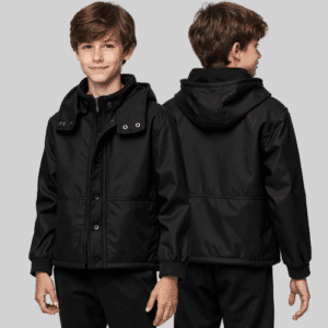 black kids hooded water resistant jacket