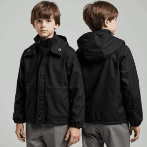 children's black hooded jacket water-resistant