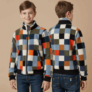 patchwork fleece jacket for boys