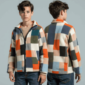 patchwork fleece jacket for youth
