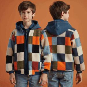 children's multicolored patchwork fleece jacket