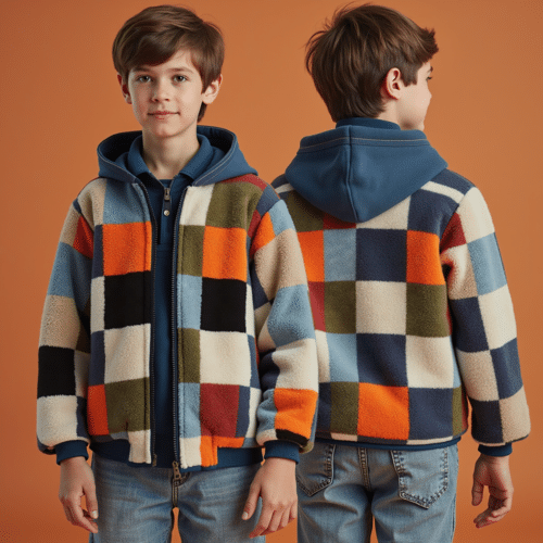 children's multicolored patchwork fleece jacket 1 children's multicolored patchwork fleece jacket