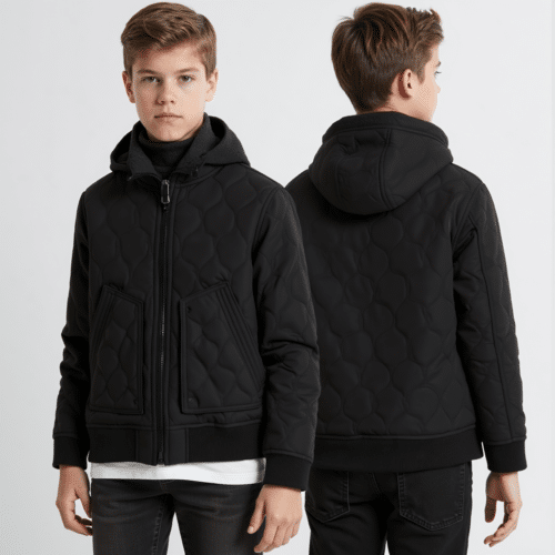 youth black quilted hooded jacket by Eton Garment 1 youth black quilted hooded jacket