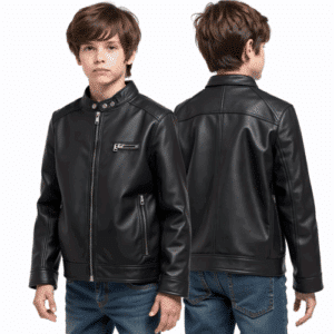 black faux leather jacket for boys
