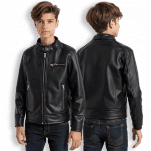 black faux leather jacket for boys