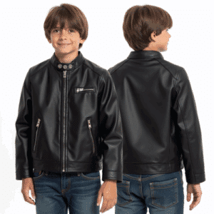 black faux leather jacket for kids