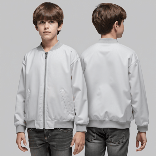 Children's Gray Polyester Bomber Jacket 1 children's gray polyester bomber jacket