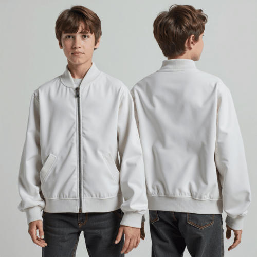 White Bomber Jacket Front Zipper 1 white bomber jacket front zipper