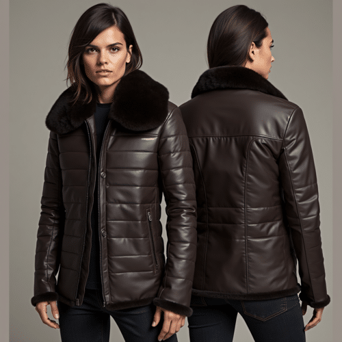 WOMEN'S FAUX LEATHER QUILTED FUR JACKET 1 women's faux leather quilted fur jacket