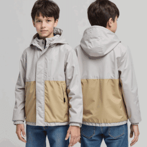 water-resistant color-block hooded jacket for boys
