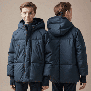 youth quilted navy hooded jacket