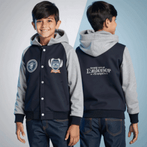 kids navy gray varsity jacket