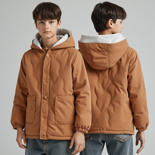 brown quilted hooded kids jacket - Warm Winter Coat for Kids 1 brown quilted hooded kids jacket